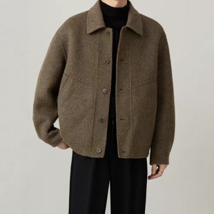 564休闲衬衣领落肩男西装双面尼羊绒大衣外套图板裁剪纸样