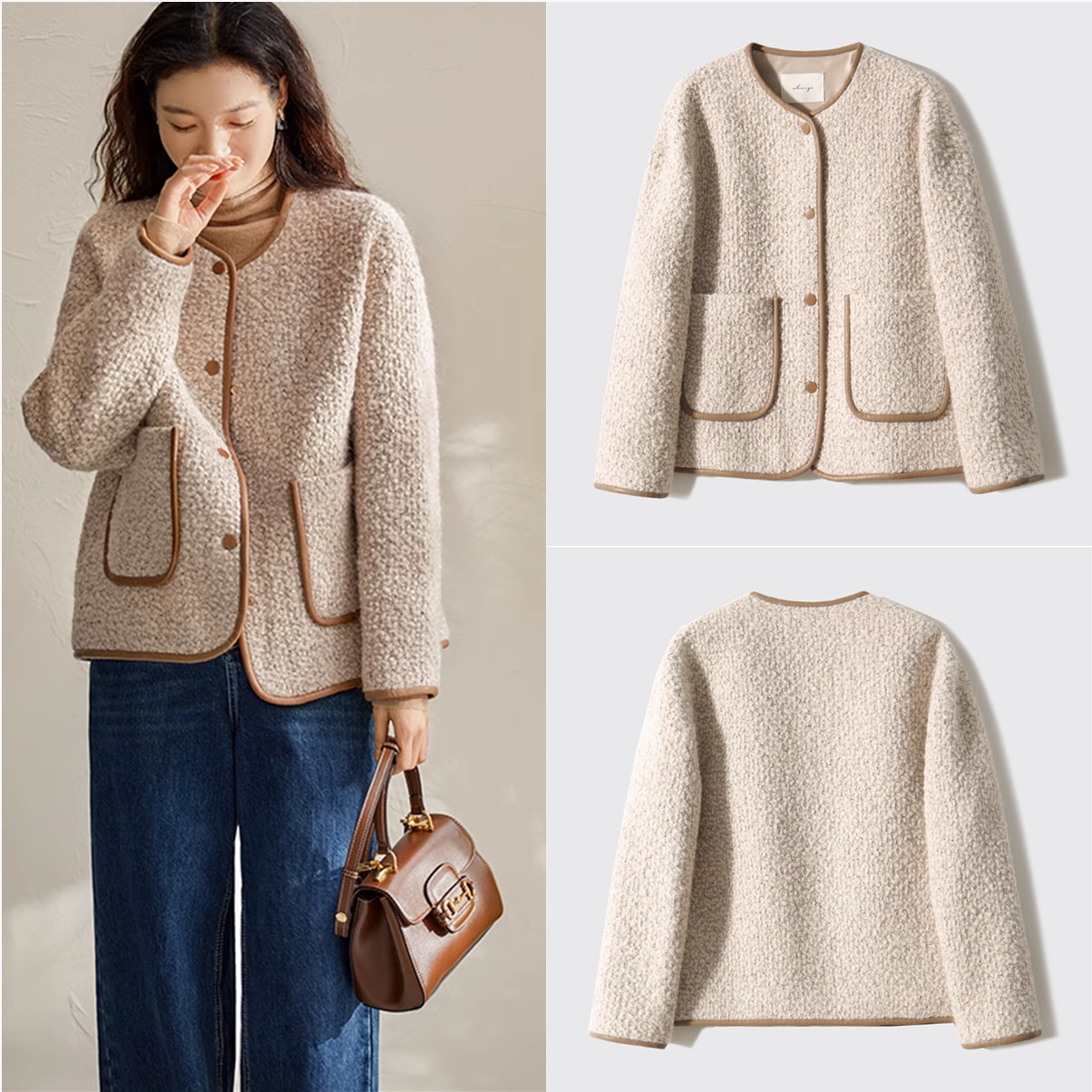 420新手羊羔毛皮草棉衣开衫卫衣开衫外套上衣裁剪缝纫牛皮纸纸样