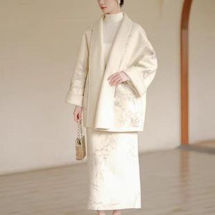 视频870披风外搭赫本双面呢子大衣冬季 裁剪纸样 毛呢外套做衣服装