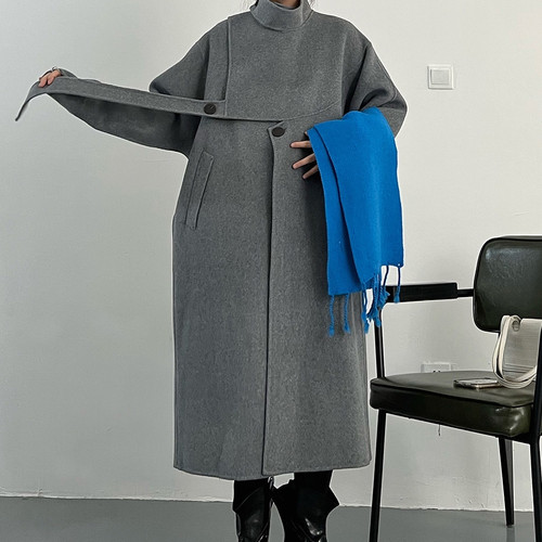 307欧美毛呢短款款双面羊绒女大衣外套做衣服装裁剪图板纸样