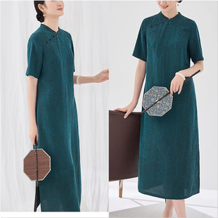 996香云纱短袖棉麻旗袍中式连衣裙做衣服装裁剪图板高端服装纸样