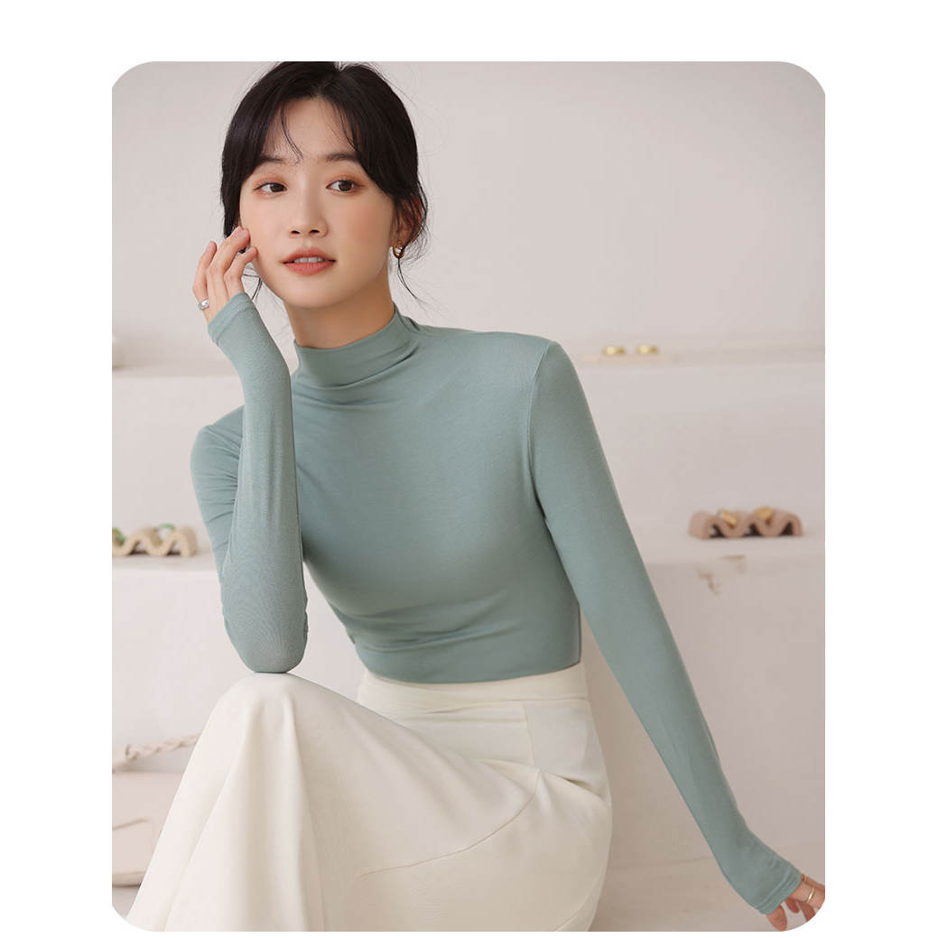 932德绒澳绒T恤裁剪图  板服装1:1女装女士半高领针织打纸样