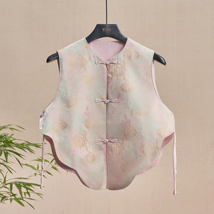 视频757新中式国风香云纱马甲宋锦外套印花马甲上衣裁剪图纸样