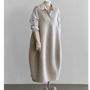 双面羊绒毛呢套头背心裙连衣裙裁剪图纸样 O型大码 130女装 秋冬新款