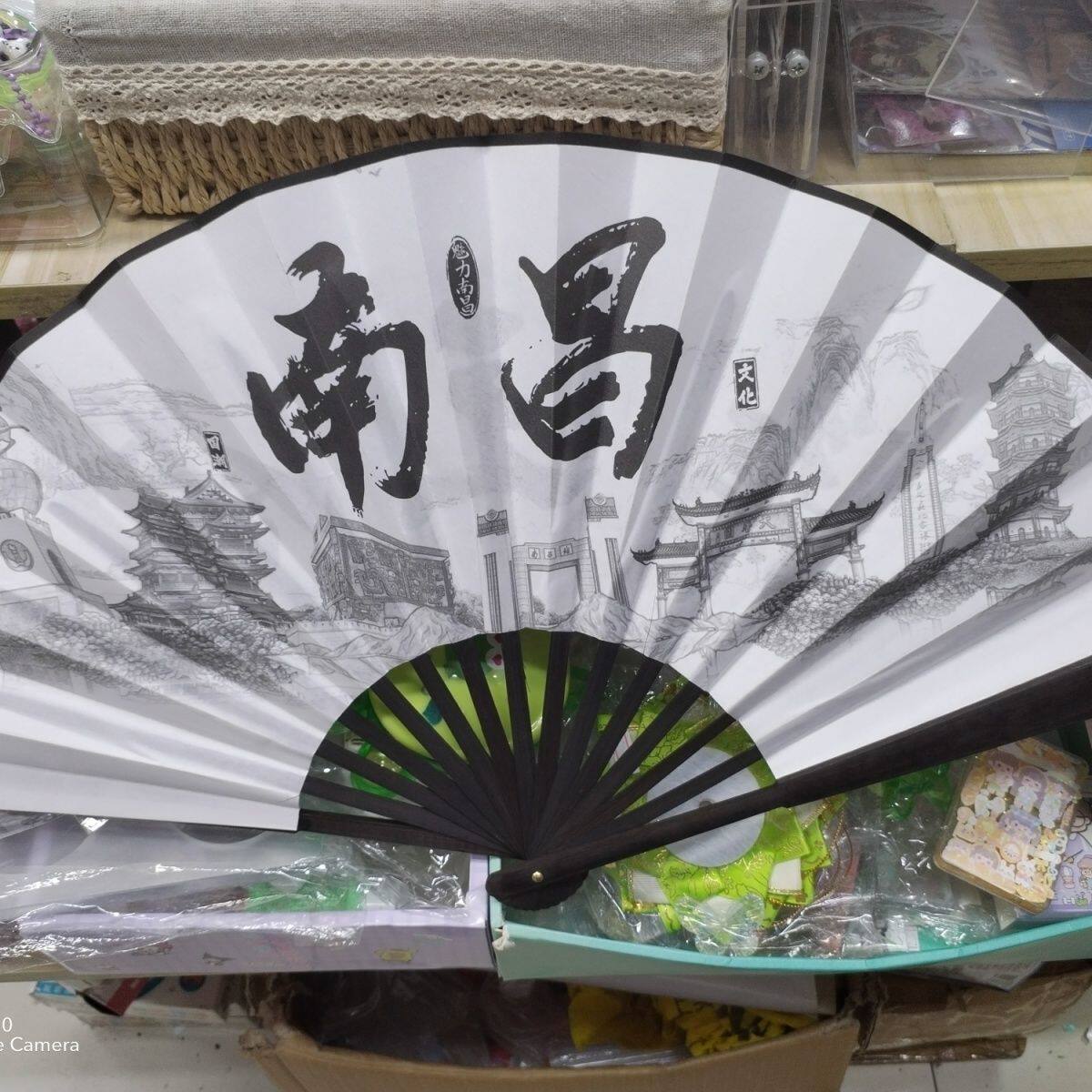 南昌滕王阁水墨扇子折扇国潮绢布扇大号景区景点文创旅游纪念品