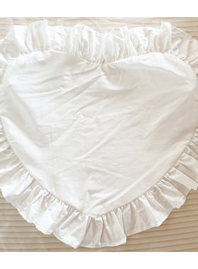 全棉水洗棉本白色蓝格子粉格子爱心抱枕套子 光套子 没有芯 一个