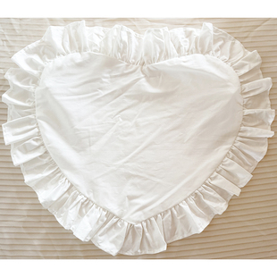 全棉水洗棉本白色蓝格子粉格子爱心抱枕套子 光套子 没有芯 一个