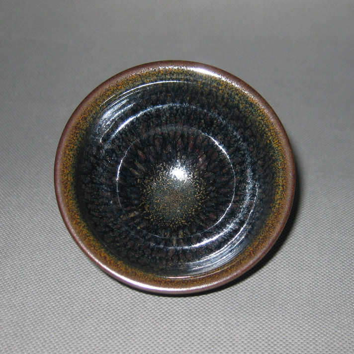 茗月清风 台湾陶艺师郭明庆 秘色天目茶碗 紫色油滴建盏 手工杯