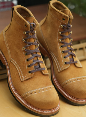 复古A108楦伞兵靴CFS翻毛工装靴香蕉楦M楦固特异三接头伐木靴