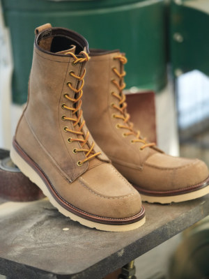 岩屋手造美式狩猎靴877改良款手工靴工装鞋机车靴男鞋头层牛皮V底