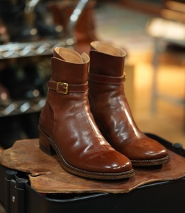 岩屋手造焦特布尔牛仔靴工装鞋机车靴意大利小牛皮中性款男鞋V底