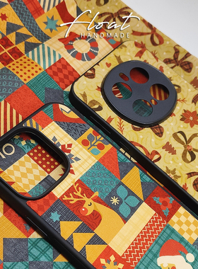 圣诞节蝴蝶结美拉德色帆布面手机壳苹果iPhone1716pro15max14plus