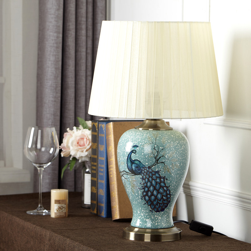 陶瓷台灯卧室床头客厅书房角几新中式装饰复古欧式布艺温馨暖光灯|msdalam kategori keluarga memasang ibu, Lampu &amp; Lighting Fixtures, lampu meja, lampu meja - dari Buy2taobao.com untuk memberikan perkhidmatan ejen Taobao profesional membeli