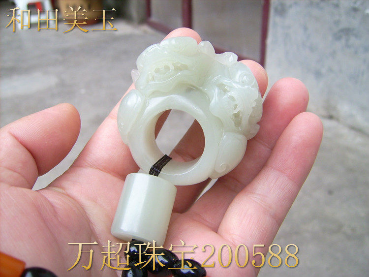 玉棕和田玉青玉扳指戒指把玩件挂件吊坠玉器佩饰古风瑞兽玉饰品