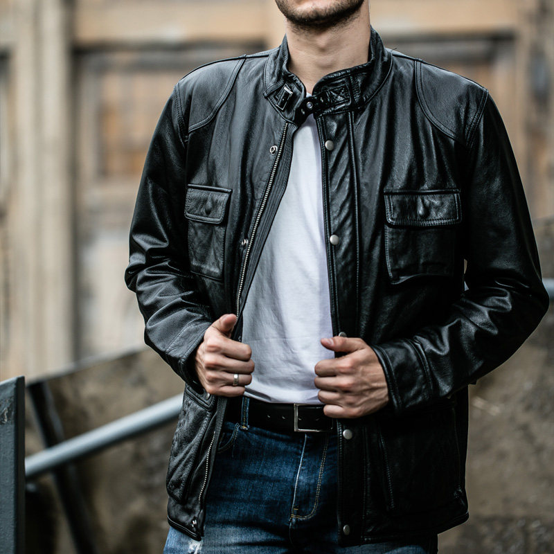 真皮夹克 男 立领军款m65牛皮皮大衣 多兜多功能机车皮衣
