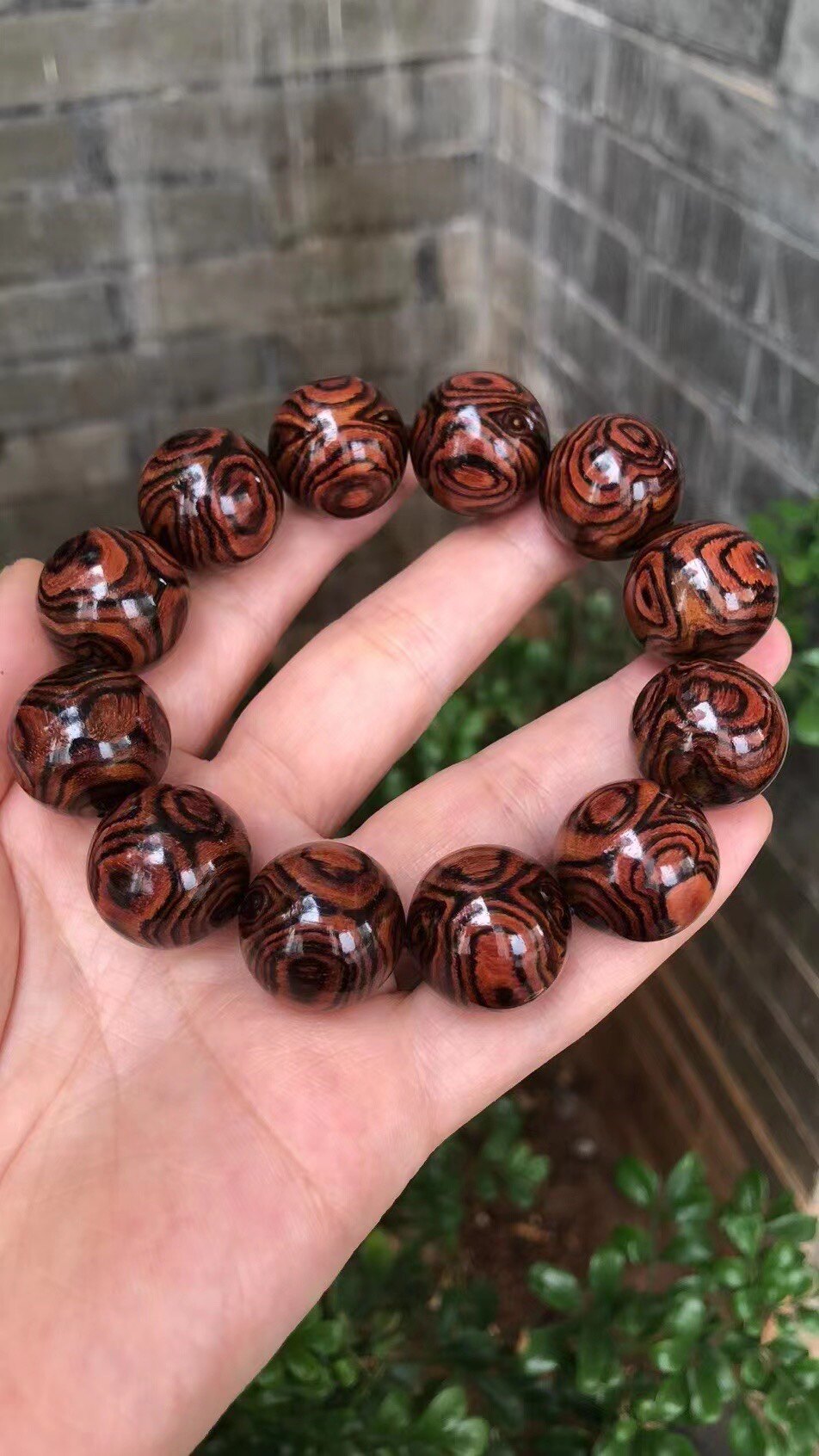 正宗海南黄花梨油梨鬼脸鬼眼2.0佛珠手串手链持收藏木料镇尺笔筒