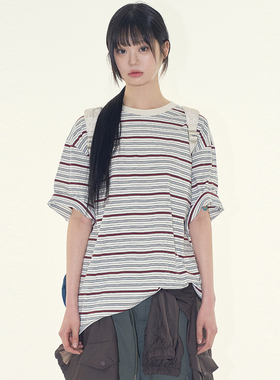 韩代Raucohouse Rilo multi stripe T-shirt 条纹短袖T恤衫百搭