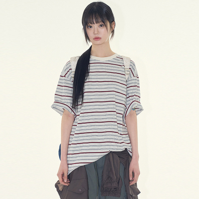 Raucohouse韩代条纹短袖T恤衫