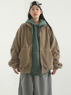 sleeved fleece unisex pin 拉链卫衣 jacket tuck 韩代 zip