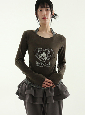 韩国代购24F/W Trust pritned tee 设计师款复古字母印花长袖T恤