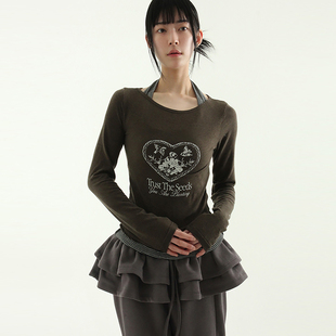 韩国代购24F/W Trust pritned tee 设计师款复古字母印花长袖T恤