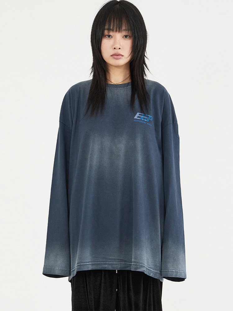 韩代Raucohouse Company pigment washed over long sleeve T恤