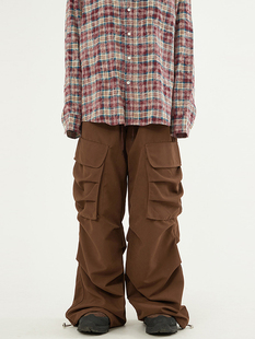 韩代Raucohouse Flare two pintuck cargo parachute pants工装裤
