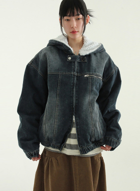 韩代25A/W dumble-lined denim hood jumper毛绒连帽牛仔夹克外套