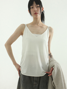 silket sleeveless top V领吊带背心百搭 韩国代购 设计师款 24S