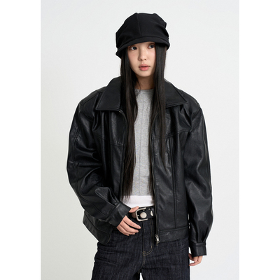 韩代Raucohouse复古皮夹克外套