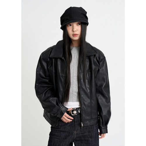 韩代Raucohouse复古皮夹克外套