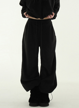 韩国代购24F/W fleece string jogger banding pants抽绳休闲卫裤