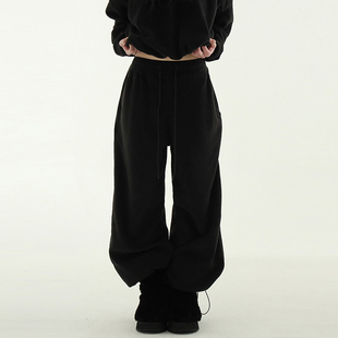 韩国代购24F/W fleece string jogger banding pants抽绳休闲卫裤