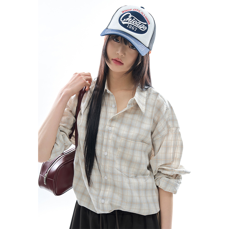 Raucohouse韩代长袖格子衬衫