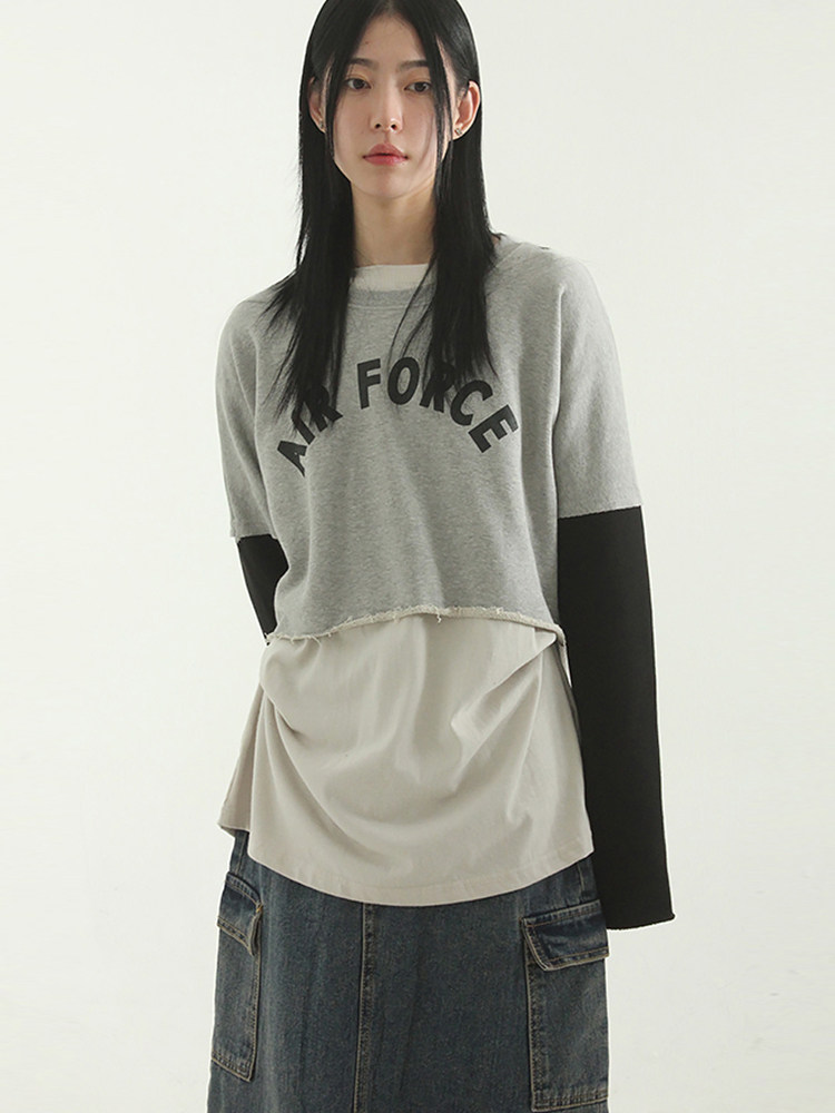 国内现货!AIR FORCE printed two tone mtm 短款字母印花T恤百搭