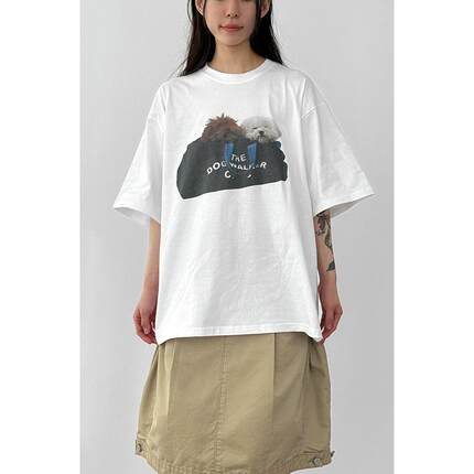韩国代购26 puppy printed cotton half tee 设计师款印花半袖T恤