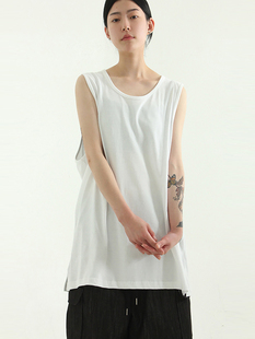 unisex box basic 韩国代购 基础开叉背心 tee sleeveless 23S