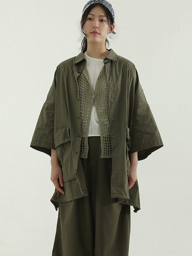 国内现货！oversize paper cargo half shirt (unisex) 工装衬衫
