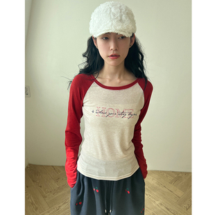 HOME printed 字母插肩长袖 25A T恤 tee silket 韩国代购 raglan