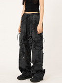 Camo 裤 distressed string 韩代Raucohouse pants cargo banding