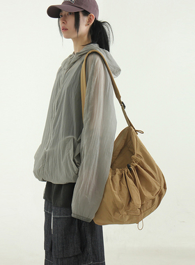 韩国代购24s/s paper string pocket square bag设计师抽绳单肩包