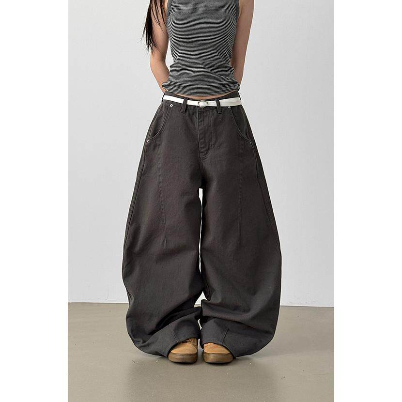 韩国代购26 cotton curved pants (unisex) 设计师款工装休闲裤