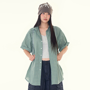 韩代Raucohouse Start check short sleeve shirts 半袖格子衬衫