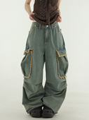 24S 设计师猫须大口袋牛仔裤 cargo 韩国代购 jean tassel wide