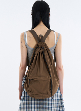 韩国代购Raucohouse Dual drawstring ripstop backpack 双肩背包
