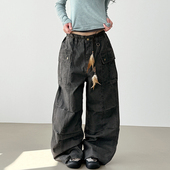 section cargo pants 韩代25F wide dyed 水洗工装 unisex 长裤