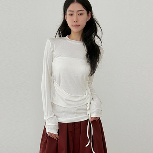 mild wrap 长袖 25F T恤百搭休闲女 修身 设计师款 韩国代购 tee