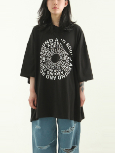 half 韩国代购 cotton AROUND printed tee 23S unisex 字母T恤