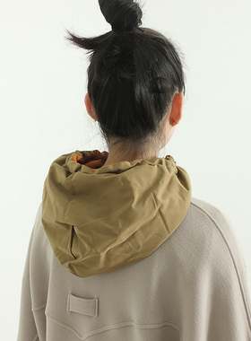 韩国代购 padding hood neck warmer 夹棉保暖抽绳帽子休闲百搭女