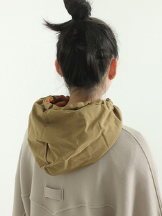 warmer 韩国代购 neck hood 夹棉保暖抽绳帽子休闲百搭女 padding